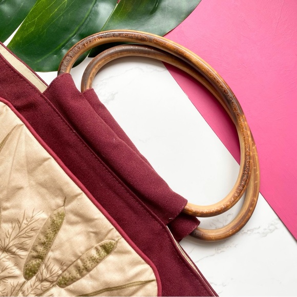 Vintage Puffer Duck Bamboo Handles Tote Purse - Picture 8 of 10